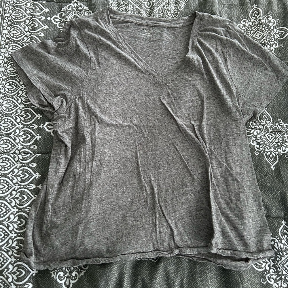 Madewell Heather Gray V-Neck Tee